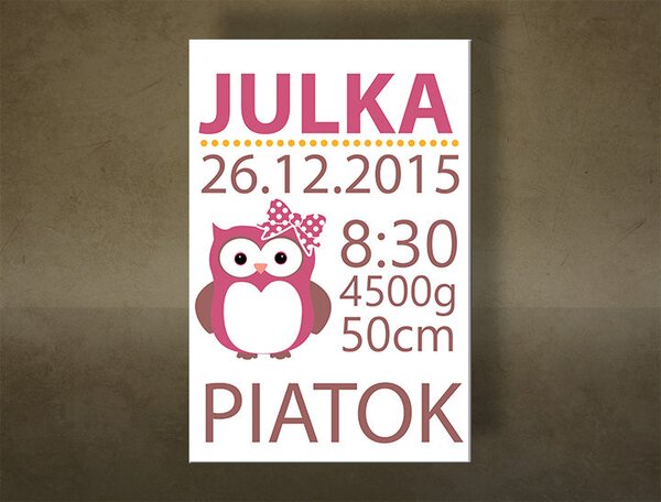 Naše dievčatko Obraz na stenu s textom - 20x30 cm