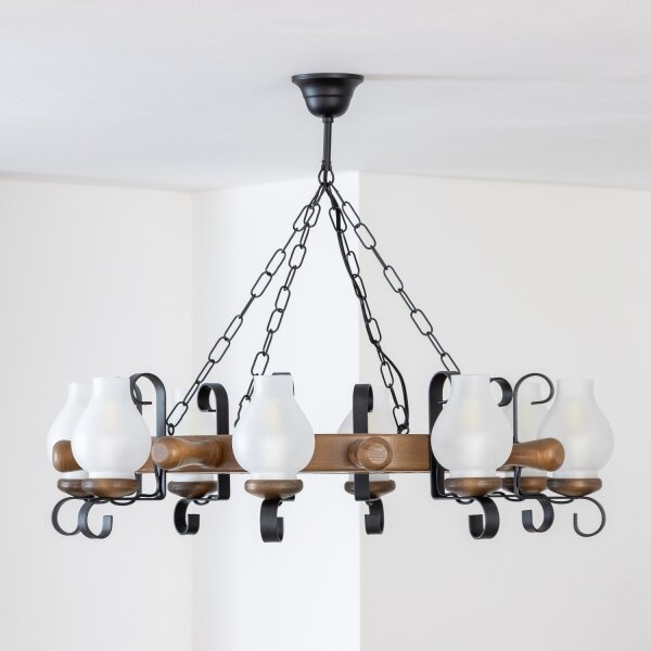 Brilagi - Luster na reťazi TIMONA 8xE14/40W/230V priemer 70 cm buk/orech