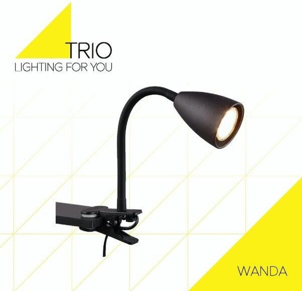 TRIO 202620132 WANDA štipcové svietidlo 1xGU10 čierna matná