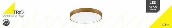 TRIO 641310208 DOHA stropné svietidloSMD LED D450mm 29W/3260lm 2300+3000+4000K mosadz