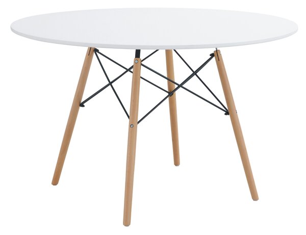 Kondela Jedálenský stôl, biela matná/buk, priemer 120 cm, DEMIN NEW