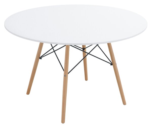Kondela Jedálenský stôl, biela matná/buk, priemer 120 cm, DEMIN NEW
