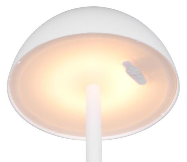 TRIO Reality R54106131 RICARDO vonkajšia dotyková stolná lampa SMD LED V300mm 1,7W/240lm 3000K IP54 biela matná, nabíjateľná batéria, USB-C port