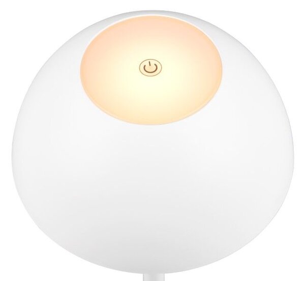 TRIO Reality R54106131 RICARDO vonkajšia dotyková stolná lampa SMD LED V300mm 1,7W/240lm 3000K IP54 biela matná, nabíjateľná batéria, USB-C port