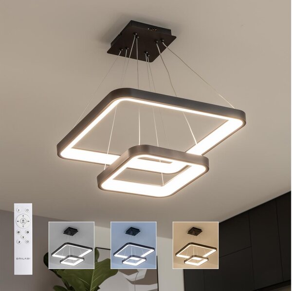 Brilagi - stmievateľný LED závesný luster na lanku FALCON SLIM LED/78W/230V 50x50 cm čierna + diaľkové ovládanie