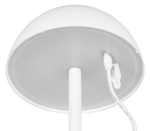 TRIO Reality R54106131 RICARDO vonkajšia dotyková stolná lampa SMD LED V300mm 1,7W/240lm 3000K IP54 biela matná, nabíjateľná batéria, USB-C port