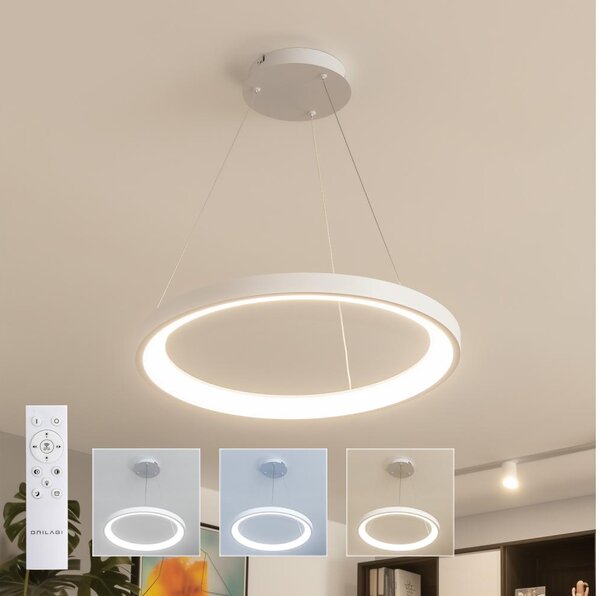 Brilagi - LED stmievateľný závesný luster na lanku FALCON SLIM LED/42W/230V priemer 50 cm biely + diaľkové ovládanie