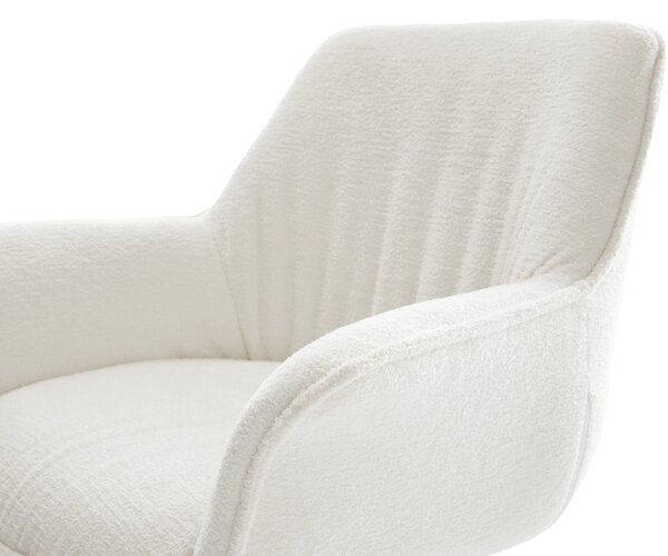 DELIFE Jedálenská stolička Keila-Flex s opierkami bouclé mäkký béžová krížová podstava široká nerezová oceľ 360° otočný hojdacia funkcia