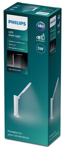 Philips 8719514420373 Amber cestovná prenosná dotyková lampička LED 5W/120lm 4000K USB biela