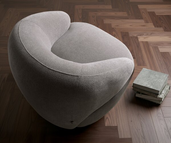 DELIFE Lounge kreslo Nova 88x88 cm štruktúrovaná látka mäkký sivá
