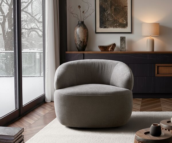 DELIFE Lounge kreslo Nova 88x88 cm štruktúrovaná látka mäkký sivá