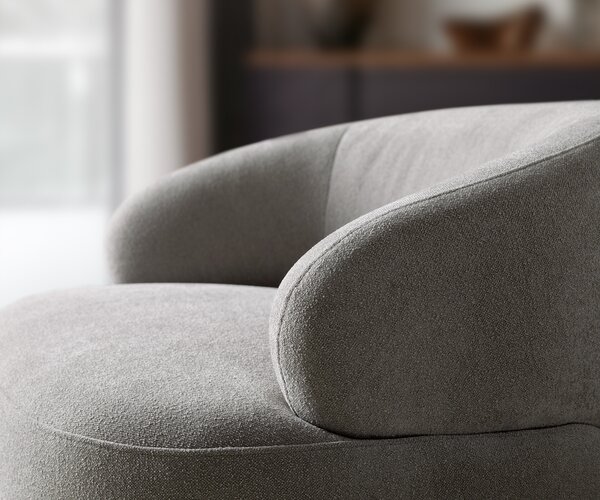 DELIFE Lounge kreslo Nova 88x88 cm štruktúrovaná látka mäkký sivá