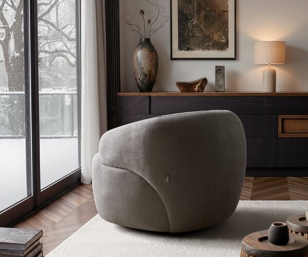 DELIFE Lounge kreslo Nova 88x88 cm štruktúrovaná látka mäkký sivá
