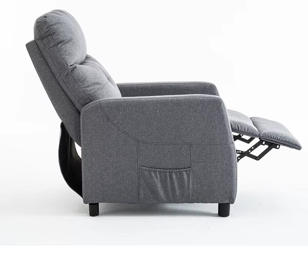 Relaxačné polohovateľné TV kreslo MODO — látka, sivá, nosnosť 130 kg