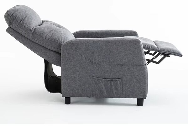 Relaxačné polohovateľné TV kreslo MODO — látka, sivá, nosnosť 130 kg