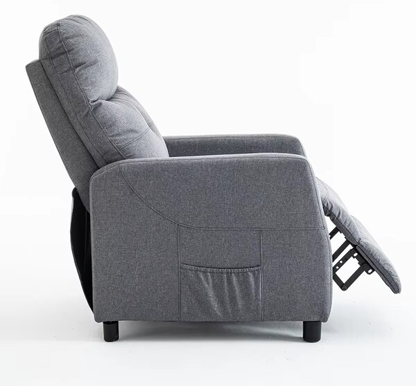 Relaxačné polohovateľné TV kreslo MODO — látka, sivá, nosnosť 130 kg
