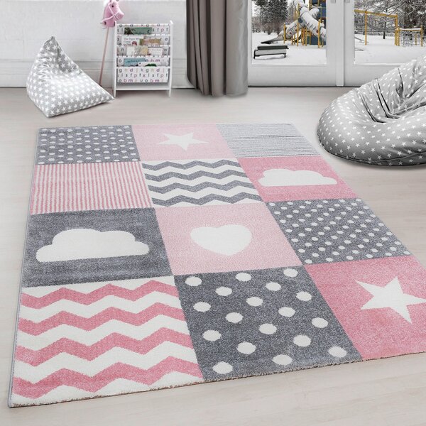 DETSKÝ KOBEREC, 80/150 cm sivá, biela, pink Ben'n'jen - Online Only bytové doplnky, Online Only