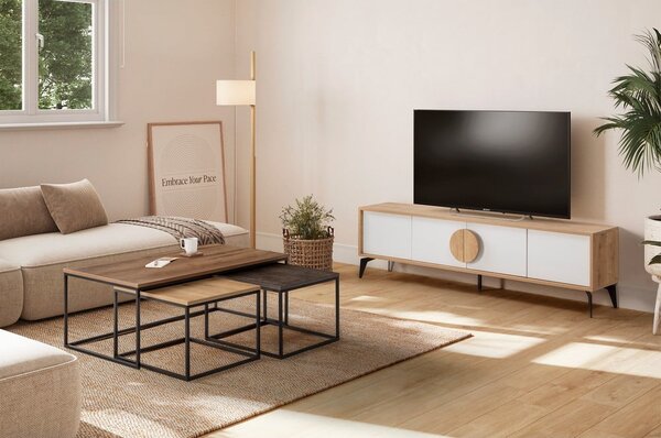 Konferenčné stolíky v súprave 3 ks v prírodnej farbe 60x110 cm Camelia – Marckeric
