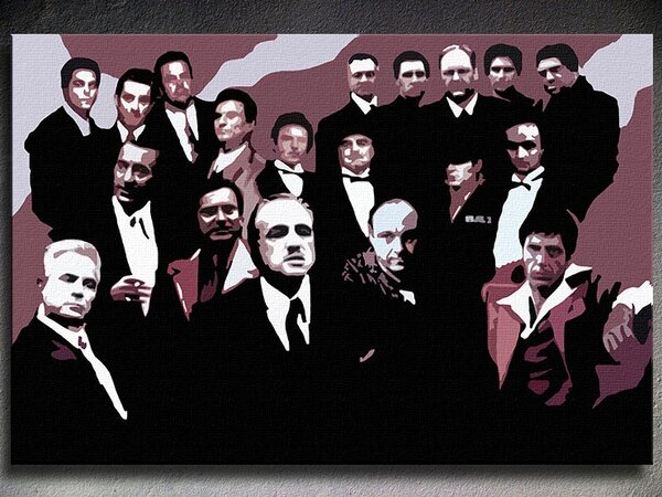 Ručne maľovaný POP Art obraz The MAFIA Family - 60x40 cm