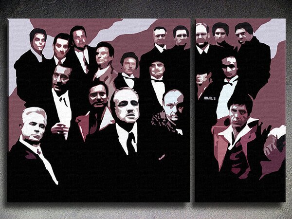 Ručne maľovaný POP Art obraz The MAFIA Family - 60x40 cm