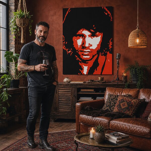 Ručne maľovaný POP Art obraz Jim Morrison - 60x60 cm