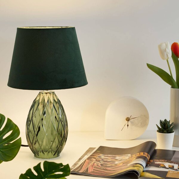 Pauleen Crystal Velvet stol. lampa podstavec sklo, Zelená, Obývacia izba / jedáleň, Sklo, Moderný, Stojacie svietidlo