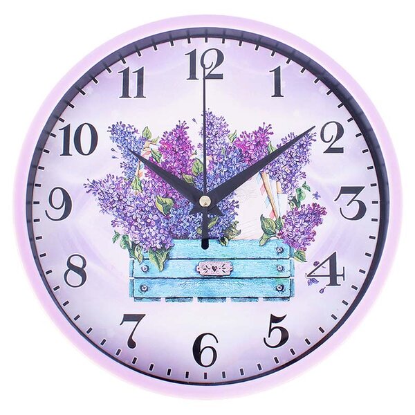 Hodiny na stenu Lavender Komoda (Nástenné hodiny do kuchyne)