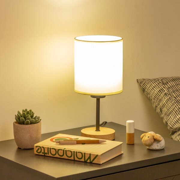 Brilagi - Stolná lampa NUBILA WOOD 1xE27/25W/230V dub/čierna/krémová