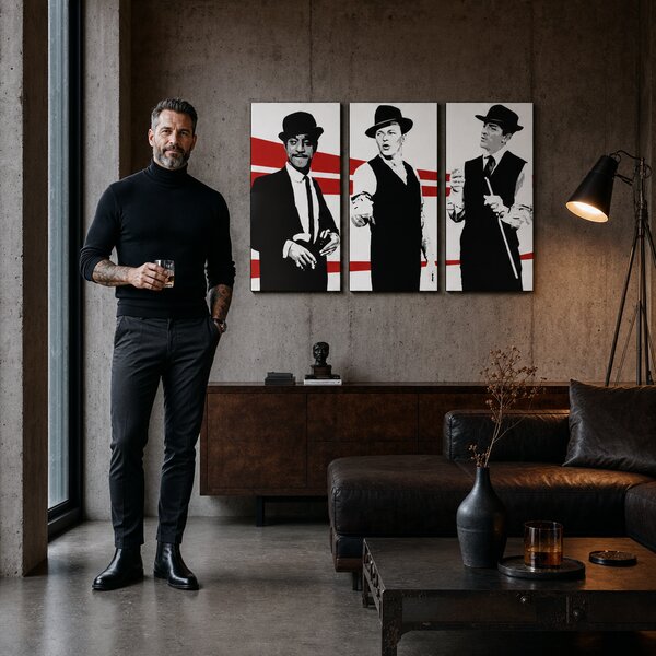 Ručne maľovaný POP Art obraz Rat Pack - 60x40 cm