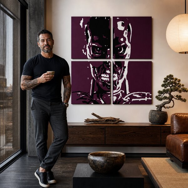 Ručne maľovaný POP Art obraz TERMINATOR - 60x60 cm