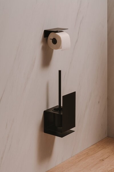 Kovový nástenný držiak na toaletný papier Berno čierny M - ľavý variant