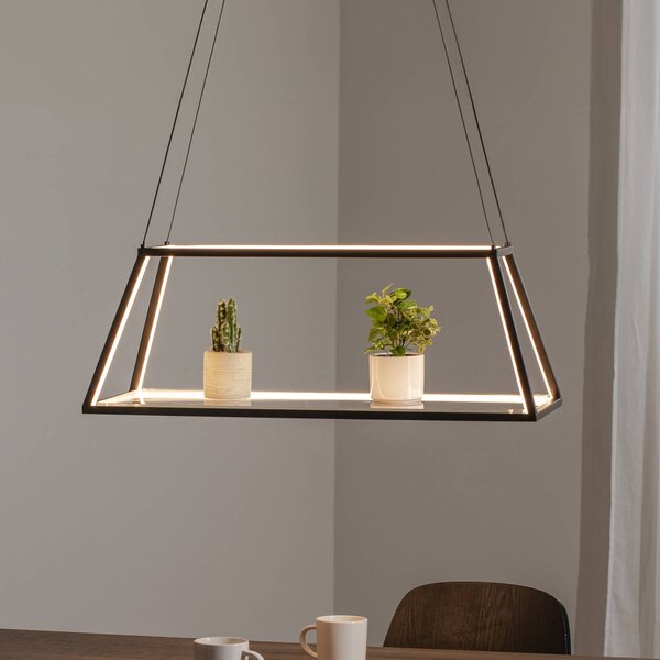 Lucande LED závesné svietidlo Mensola, čierna farba, hliník, 75 cm, Čierna, Obývacia izba / jedáleň, Hliník, Moderný, Závesné svietidlo