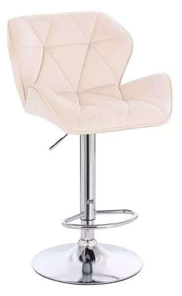 LuxuryForm DESIGN Barová stolička MILANO VELUR na striebornom tanieri - krémová