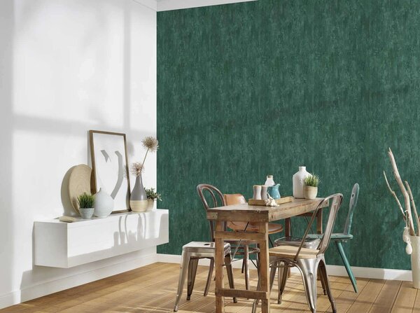 A.S. Création | Vliesová tapeta na stenu Trendwall 2 38044-4 | 0,53 x 10,05 m | zelená, metalická