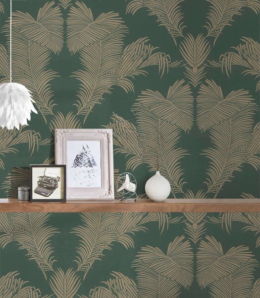 A.S. Création | Vliesová tapeta na stenu Trendwall 2 37959-5 | 0,53 x 10,05 m | zelená, metalická