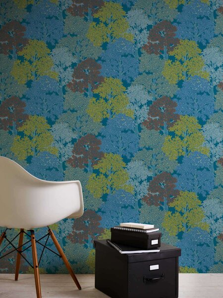 A.S. Création | Vliesová tapeta na stenu AP Floral Impression 37753-1 | 0,53 x 10,05 m | viacfarebná, modrá, žltá
