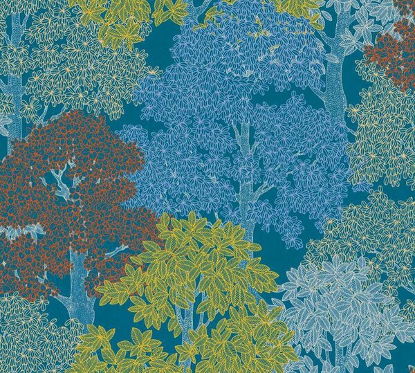 A.S. Création | Vliesová tapeta na stenu AP Floral Impression 37753-1 | 0,53 x 10,05 m | viacfarebná, modrá, žltá
