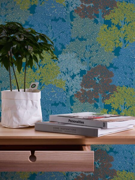 A.S. Création | Vliesová tapeta na stenu AP Floral Impression 37753-1 | 0,53 x 10,05 m | viacfarebná, modrá, žltá