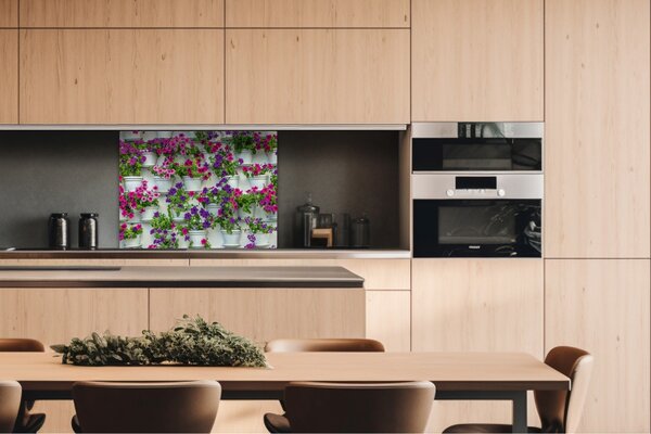 DIMEX | Dibond doska za kuchynskú linku | DBW-08060-176 Kvety v kvetináčoch | 80 x 60 cm