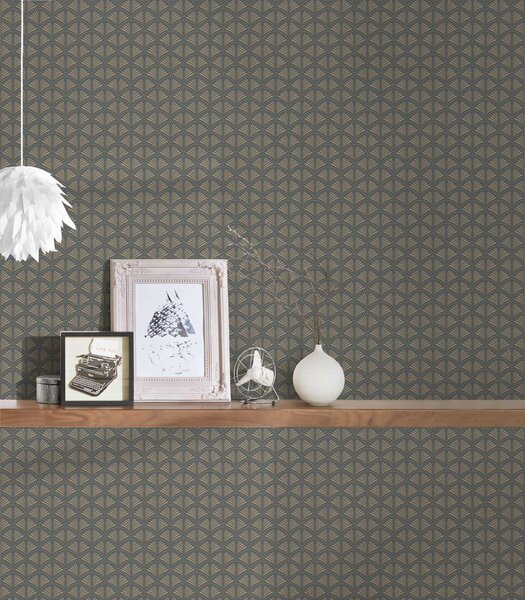 A.S. Création | Vliesová tapeta na stenu Trendwall 2 37957-3 | 0,53 x 10,05 m | zlatá, metalická, šedá