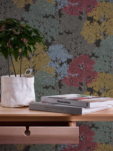 A.S. Création | Vliesová tapeta na stenu AP Floral Impression 37753-2 | 0,53 x 10,05 m | viacfarebná, čierna