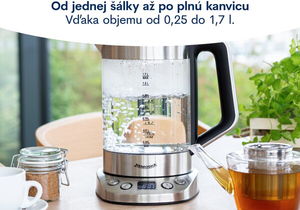 Remoska R307002 Sklenená rýchlovarná kanvica Carino