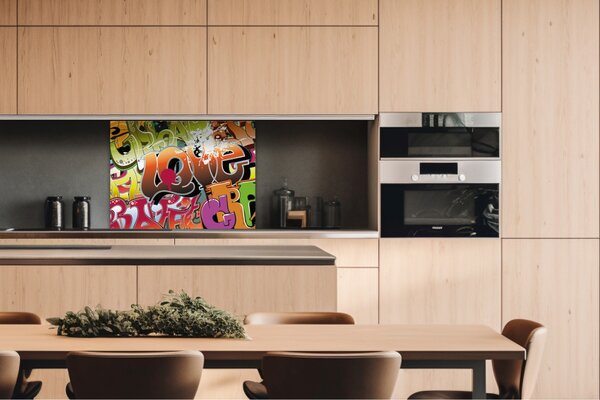 DIMEX | Dibond doska za kuchynskú linku | DBW-08060-020 Graffiti | 80 x 60 cm