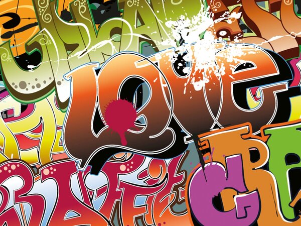 DIMEX | Dibond doska za kuchynskú linku | DBW-08060-020 Graffiti | 80 x 60 cm
