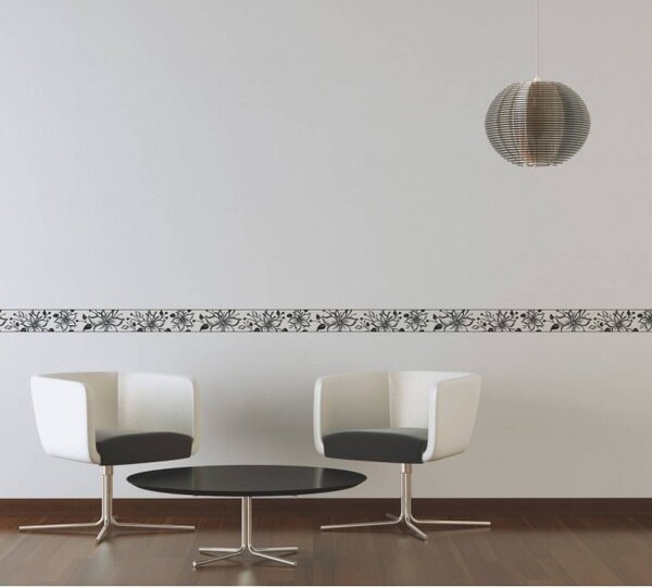 A.S. Création | Vliesová bordúra na stenu Only Borders 3466-29 | 13 cm x 5 m | biela, metalická, čierna