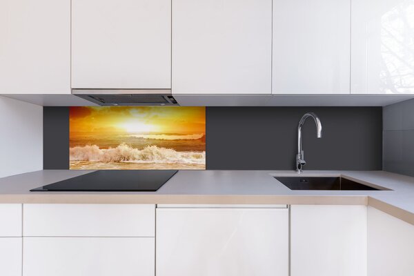 DIMEX | Dibond doska za kuchynskú linku | DBW-08040-204 Vlny v západe slnka| 80 x 40 cm