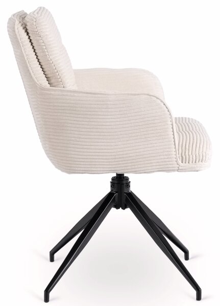 Sada stola HAMPTON 160-240 cm orech/čierna a 4 kresiel AKITA krémovej farby