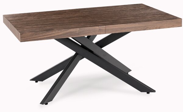 Sada stola HAMPTON 160-240 cm orech/čierna a 4 kresiel AKITA krémovej farby