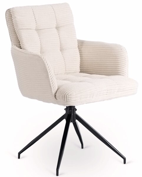 Sada stola HAMPTON 160-240 cm orech/čierna a 4 kresiel AKITA krémovej farby