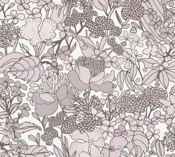 A.S. Création | Vliesová tapeta na stenu AP Floral Impression 37756-5 | 0,53 x 10,05 m | biela, hnedá, šedá